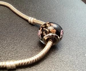 Hübsche Sterling Silber schwarz glitzernde europäische Charm Perle - Bild 1 von 8