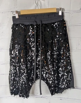 R13 черный блестками гарем шорты женщин XS мужской искусственно состаренный пот брюки классный - Изображение 1 из 4