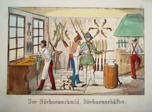Gewehrbau Büchsenschmied Gewehr Lithographie 1820 - Picture 1 of 1