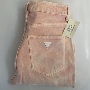 Guess Women’s High Rise Tapered Leg Mom Fit Jeans Light Tie Dye Pink Size 27 - Picture 1 of 10
