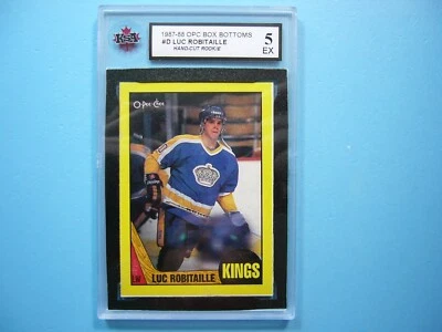 Tarjeta inferior de caja de hockey O-PEE-CHEE 1987/88 #D LUC ROBITAILLE ROOKIE RC KSA 5 OPC Foto 1 de 4