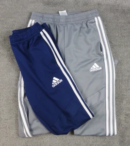 LOT OF 2 Adidas Aeroready Joggers Track Pants Youth Large Gray Blue Stripes Zip - Picture 1 of 8
