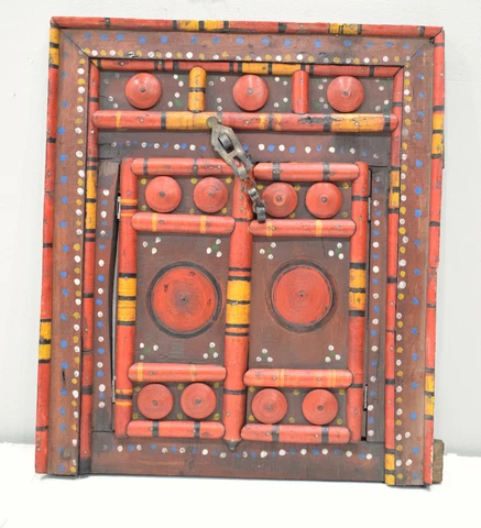 India Wooden Door Double Opening Center Colorful Wood Door Cover