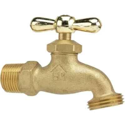 BRANDED 1/2 In. MIP and 1/2 In. SWT X 3/4 In. MHT Lead Free Brass Hose Bibb Valve