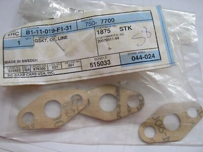 Junta de línea de alimentación de aceite turbo cargador motor Saab 99 y 900 75 07 700 MUY RARO NOS Foto 1 de 4