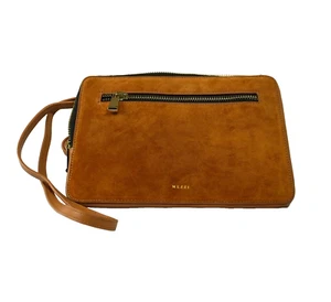 Borsa a tracolla Mezzi Cognac marrone pelle scamosciata tasca zip oro ferramenta Ameli - Foto 1 di 15