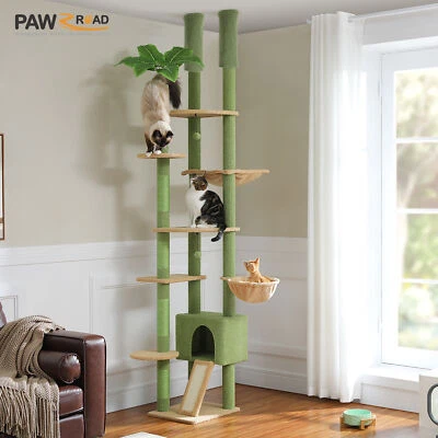 PWAZ ROAD PAWZ Road Floor to Ceiling Cat Tree Climbing Tower Scratching Post Condo Hammock