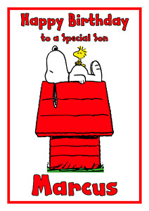 Snoopy - A5 Personalised Birthday Card - ANY Age Relation Name