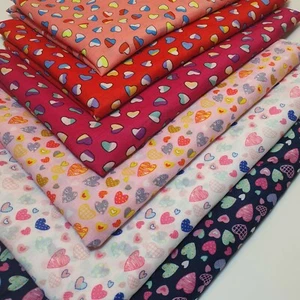 Multi Hearts Crepe Material Craft Heart Soft Drape Dress Fabric 58" By Meter - Picture 1 of 27