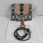 Elaine Turner Genuine Snakeskin & Weaved Straw Tassel Shoulder Bag Handbag