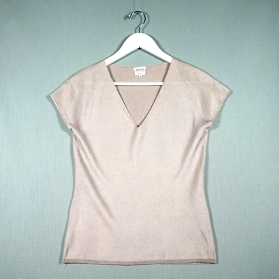 Armani Collezioni Blouse Top Womens 40 Grey Metallic Shirt Italian Preloved - Image 1 of 4