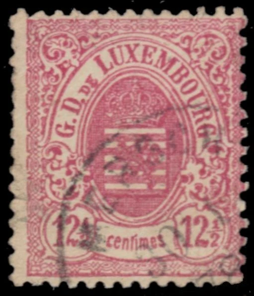 LUXEMBOURG 35 - Coat of Arms "1876 Carmine Rose" (pb45224) $27.50 - Image 1 of 1