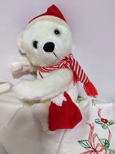 St. Nick'las Christmas Bear Plush with Red Bag and Hat by Telaflora - Picture 1 of 5
