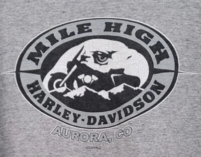 Camiseta vintage 2001 Mile High CO HARLEY-DAVIDSON MOTOCYCLES LS para hombre ~ L Foto 1 de 4