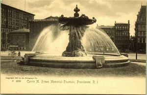 Postal Carrie M Brown Memorial Fountain Providence Rhode Island espalda indivisa - Imagen 1 de 2