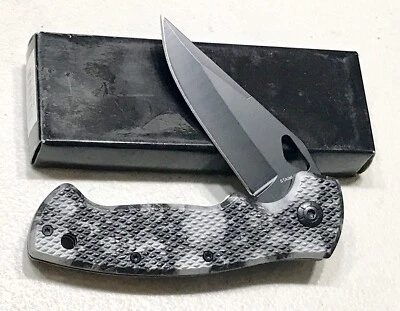 Cuchillo Daga Táctica Plegable Hoja Inoxidable Negro Mate Hecho en China Estuche Como Nuevo Foto 1 de 4