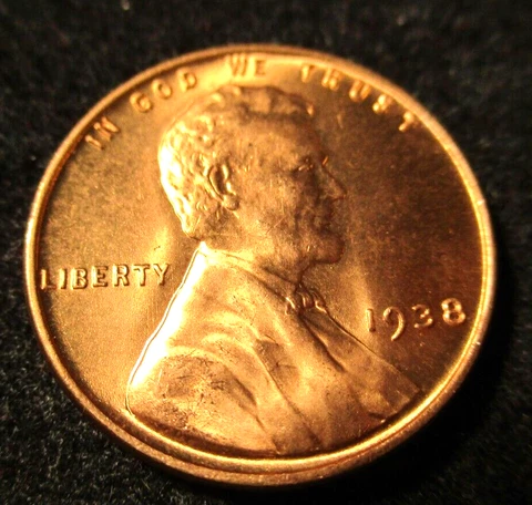 1938 LINCOLN WHEAT CENT   GEM BU RED HIGH GRADE   AA Cover
