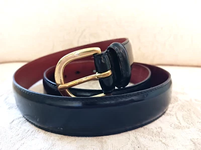 蔻驰 40 码黑色抛光牛皮皮带纯色黄铜扣表演磨损 — 第 1/4 张图片