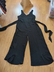 Harlow And Rose XL Jumpsuit Light Weight Black With Front Tie - Picture 1 of 5
