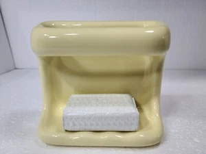 Vintage Saffron Yellow Ceramic Soap Dish Tray Holder Washcloth Bar Color 211 - Picture 1 of 24