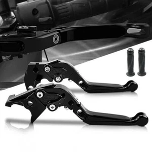 For Kawasaki Ninja ZX6R 2005-2006 Pivot Brake Clutch Levers & Motor Grips black - Picture 1 of 7