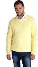 Mens V-Neck Cotton Yellow Knitted Breathable Jumper Golf Formal Relaxed Sweater