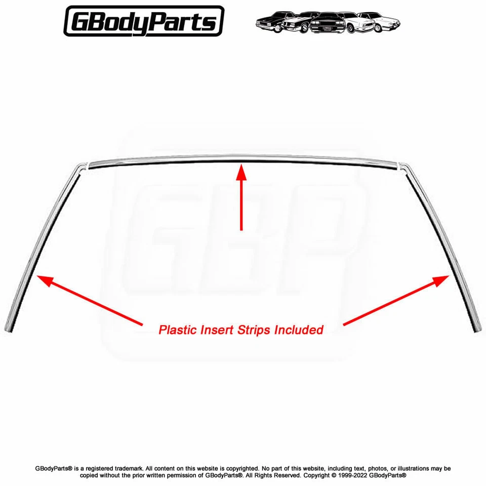 Parabrisas delantero anodizado 78-88 A/G revelación moldura con insertos de plástico 3 piezas Foto 1 de 1
