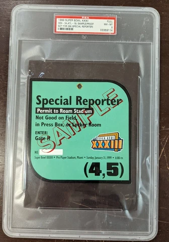 1999 SUPER BOWL XXIII DENVER 34 ATL 19 SAMPLE PROOF SPECIAL REPORTER PSA 8 Cover