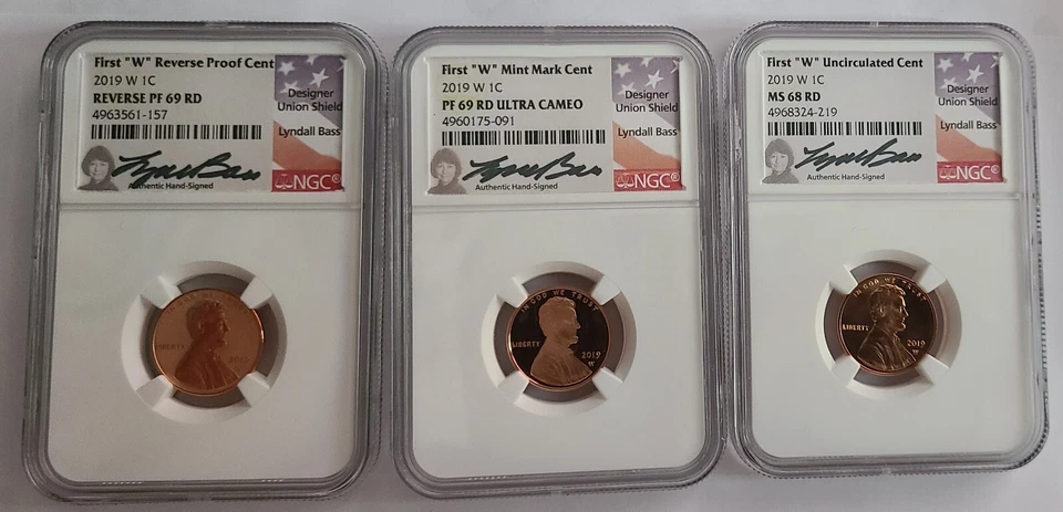 2019 " W" LINCOLN CENTS, PF/REV PR69RD DCAM, PR696RED, MS68 3 COIN SET - Image 1 of 1