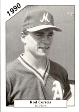 1990 Modesto A's Chong #8 Rod Correia Rehobath Massachusetts MA Baseball Card