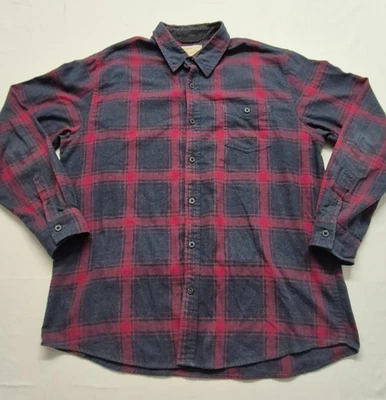 Camisa impermeable para hombre roja/gris franela a cuadros manga larga abotonada talla. XL Foto 1 de 4
