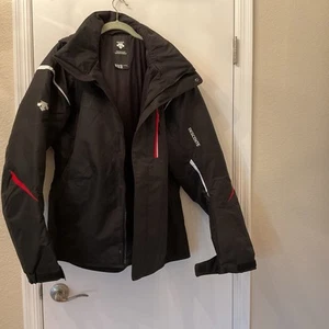 Vtg Mens Descente Hooded Black Shell Snow Jacket XXL Ski Snowboard - Picture 1 of 8