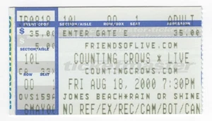 Counting Crows & Live 8/18/00 Jones Beach NY Concert Ticket Stub - Picture 1 of 1