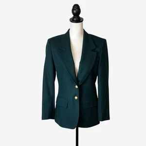 Pendleton Blazer Jacket Womens 8 Petite 100% Virgin Wool Dark Green Lined VTG - Picture 1 of 11