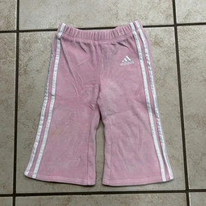Lindos pantalones deportivos de terciopelo rosa vintage Adidas bebé niño pequeño Y2K - Imagen 1 de 6