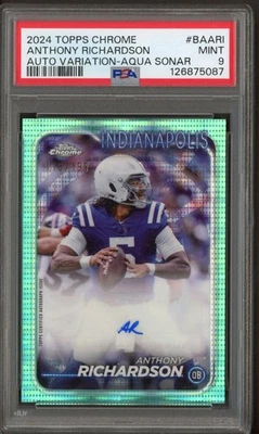 2024 Topps Chrome AUTO Variation Aqua Sonar Anthony Richardson /199 RC PSA 9 - Image 1 of 2