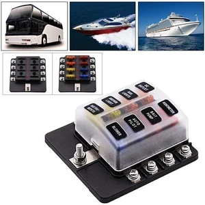 8 Way Circuit Standard LED Fuse Box Block Holder 32V Universal Waterproof - Picture 1 of 9