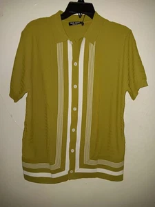 PJ Paul Jones Button Down Shirt Mens Sz M, Striped Vintage Knit Polo New - Picture 1 of 4