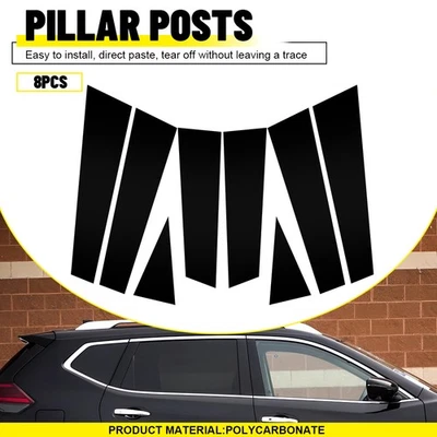 For Nissan Rogue 2014-2020 8 Pcs Door Window Trim Pillar Posts Piano Cover Black - Image 1 of 4