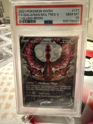PSA 10 Galarian Moltres V Alt Art 177/198 Pokemon TCG Chilling Reign GEM MINT - Image 1 of 2