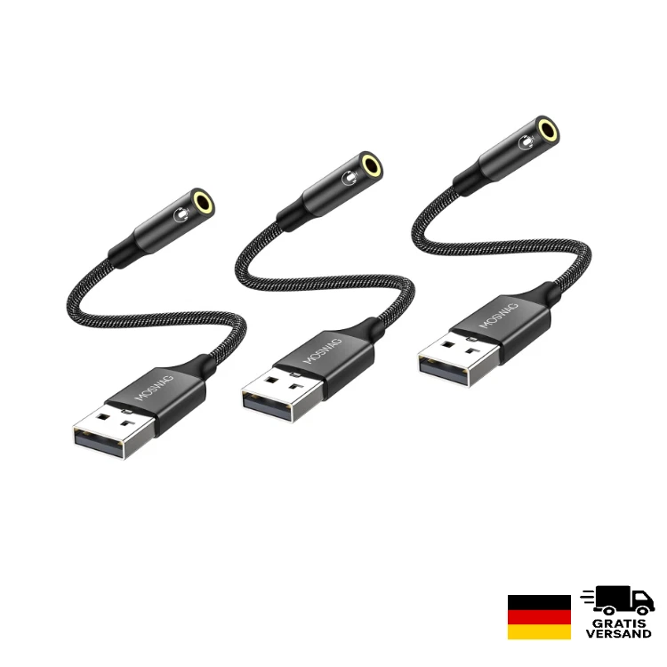 USB-zu-3,5 mm Audioadapter | TRRS Mikrofon | Plug & Play - Bild 1 von 4