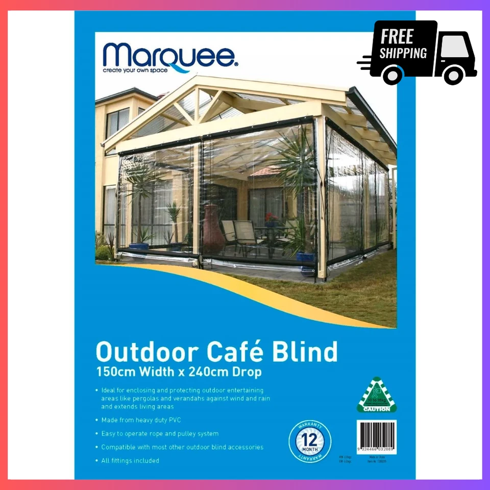 Marquee Clear Heavy Duty PVC Cafe Style Outdoor Blind (Multiple Sizes) - image 1 of 1