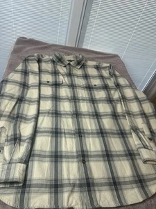 Carhartt Original Fit Plaid Flannel Long Sleeve Button Shirt CreamBlack Mens XL - Picture 1 of 8
