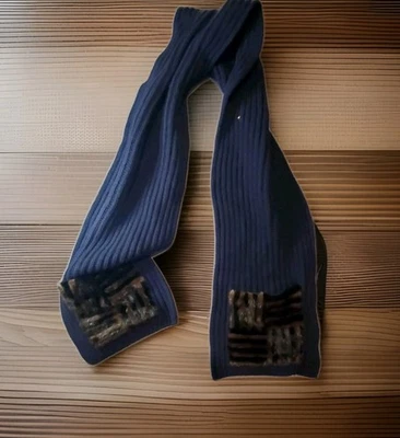 Louis Vuitton Paris Azul Marino Lana Cachemira Bufanda Visón Bolsillos para las Manos Dorado Hecho en Italia Foto 1 de 4