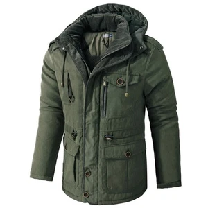 Men's Plus Size Mid-length Fleece-lined Thickened Cotton-padded Coat - Picture 1 of 11