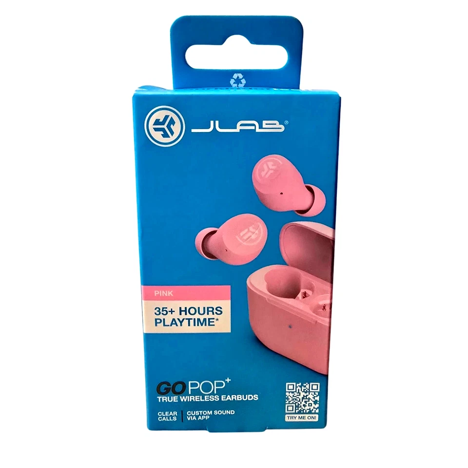 JLab Go Air Pop True Wireless Bluetooth Earbuds & Charging Case Pink Dual
