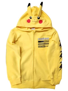 Boys Yellow Pokemon Zip Front Hoodie Sweatshirt With Two Pockets Medium (8) - Picture 1 of 2