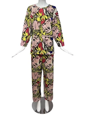 Conjunto de pantalón y camisa pijama Roy Lichtenstein vintage años 90 Moschino Foto 1 de 4