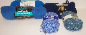Vintage lot 5 Blue Vintage Yarn Skeins Mary Maxim Wendy Unger Brunswick (Z88) - Picture 1 of 3
