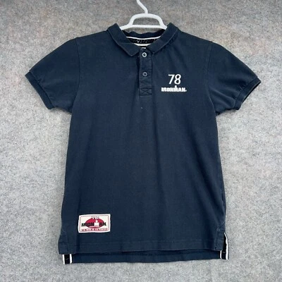 IRONMAN Polo Shirt Mens Medium Blue Short Sleeve Retro 100% Cotton Casual - Image 1 of 4